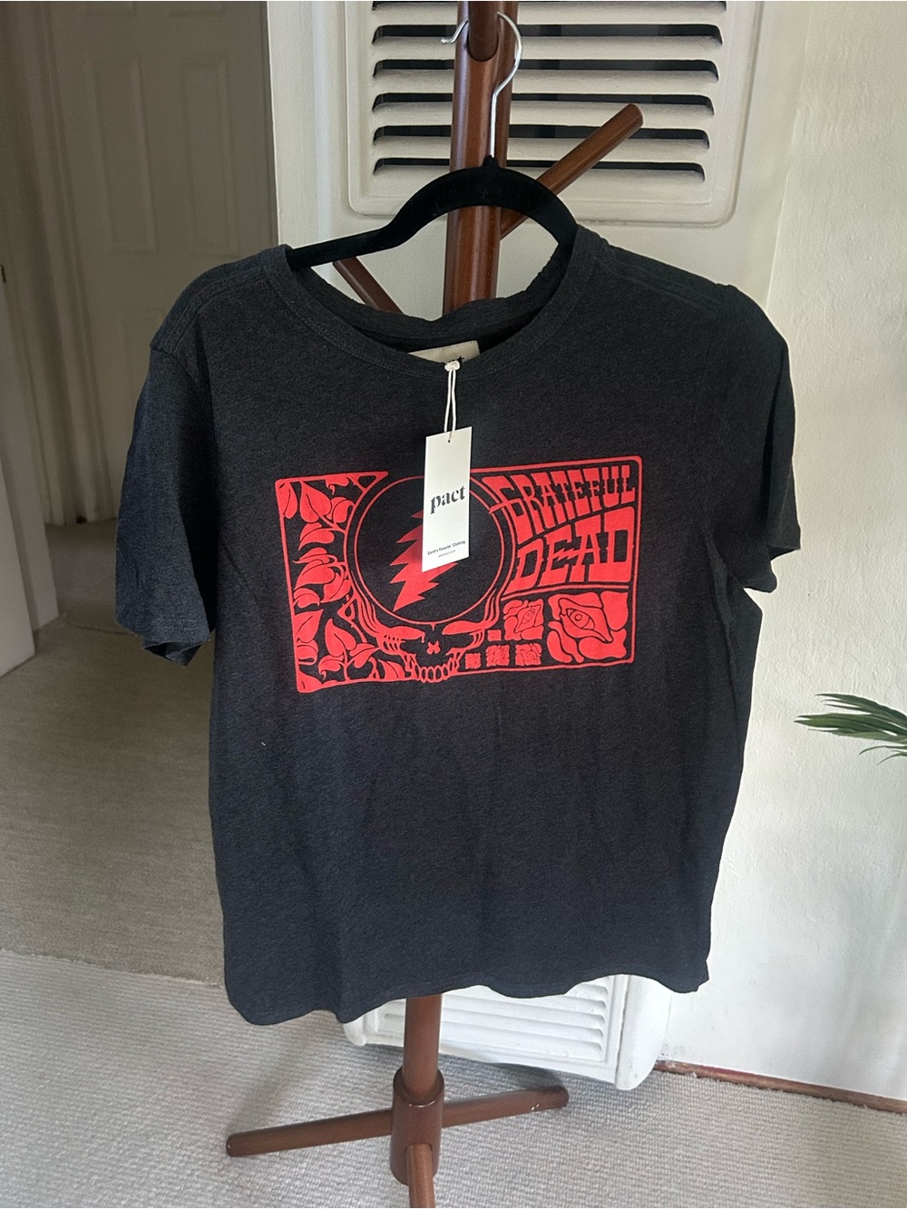 Pact Black Tee with Red Grateful Dead Graphic